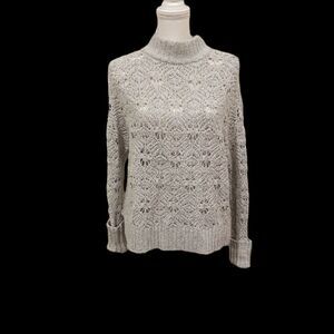 AEO American Eagle Sweater Light Gray Size Large Mock Collar